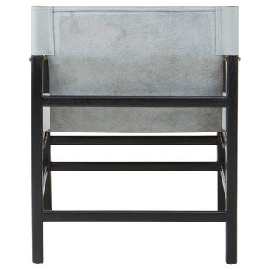 Kendari Grey Leather and Black Teak Wood Chair