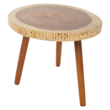 Solid Sonokeling Wood Boho Side Table with Rich Brown Grain, Surak