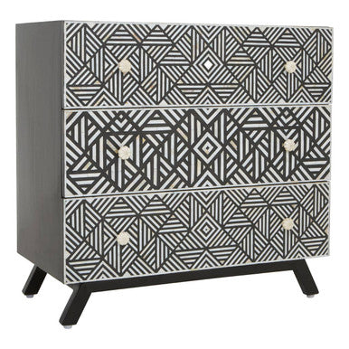 Fusion Black and Mother of Pearl Chest of 3 Drawers