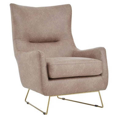 Henry Light Brown Leather Effect Armchair with Gold Finish Legs