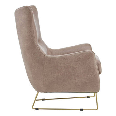 Henry Light Brown Leather Effect Armchair with Gold Finish Legs