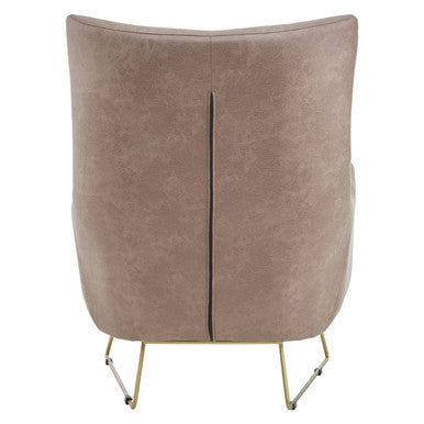 Henry Light Brown Leather Effect Armchair with Gold Finish Legs