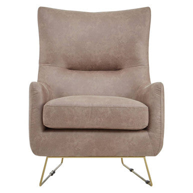 Henry Light Brown Leather Effect Armchair with Gold Finish Legs