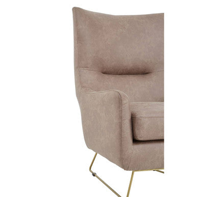 Henry Light Brown Leather Effect Armchair with Gold Finish Legs