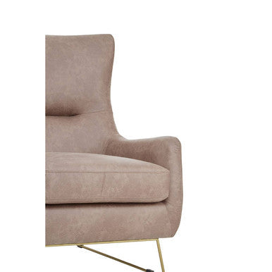 Henry Light Brown Leather Effect Armchair with Gold Finish Legs