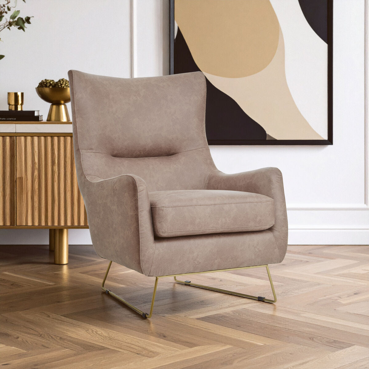 Henry Light Brown Faux Leather Armchair