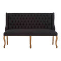Harrison Black Linen 2 Seat Bench Sofa with Button Tufting