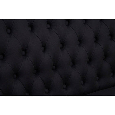 Harrison Black Linen 2 Seat Bench Sofa with Button Tufting