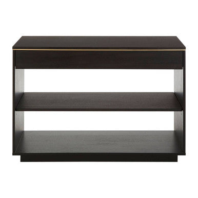 Brown Oak Veneer Wooden Console Table with Storage Space, Diamond
