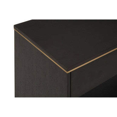 Brown Oak Veneer Wooden Console Table with Storage Space, Diamond