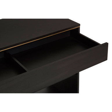 Brown Oak Veneer Wooden Console Table with Storage Space, Diamond