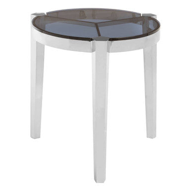 Round End Table with Smoky Grey Glass Top, Piermount