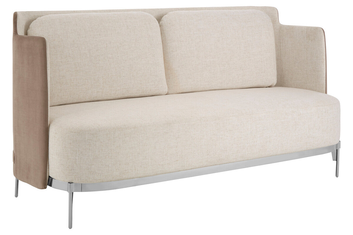 White and Mink 2 Seater Sofa with Metal Base, Piermount
