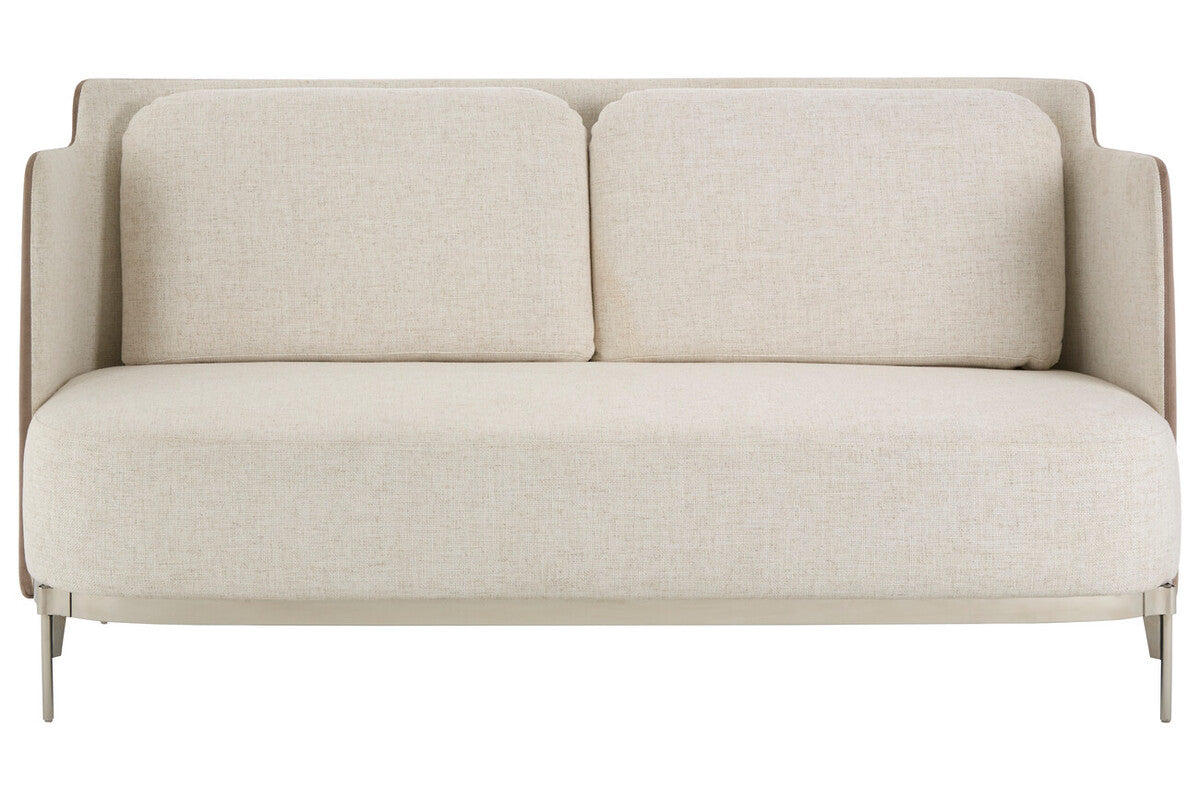 White and Mink 2 Seater Sofa with Metal Base, Piermount
