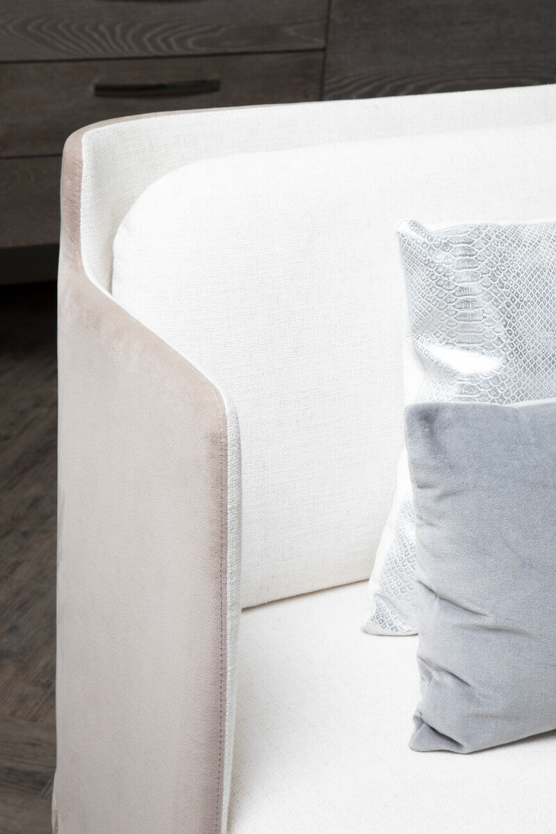 White and Mink 2 Seater Sofa with Metal Base, Piermount