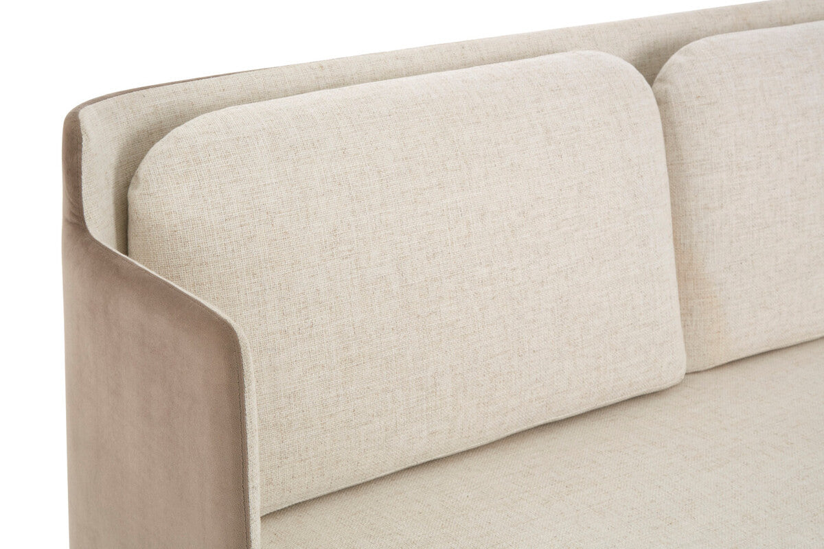 White and Mink 2 Seater Sofa with Metal Base, Piermount
