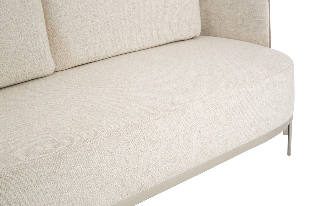 White and Mink 2 Seater Sofa with Metal Base, Piermount