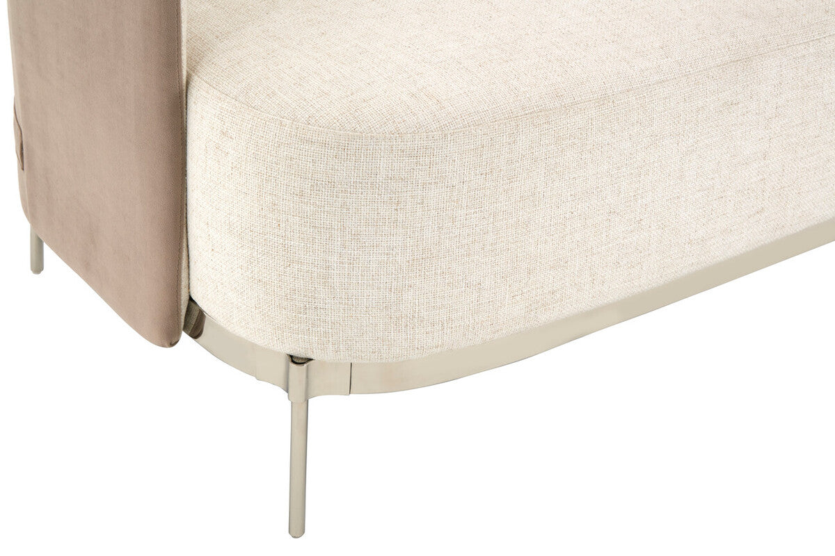 White and Mink 2 Seater Sofa with Metal Base, Piermount