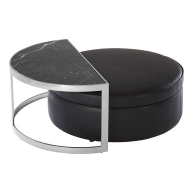 Black Stool and Coffee Table Set with Nesting Design, Piermount