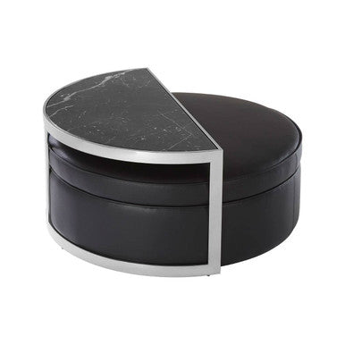 Black Stool and Coffee Table Set with Nesting Design, Piermount