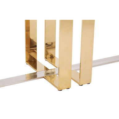 Frosted Glass Console Table with Gold and Silver Finish Frame, Demas