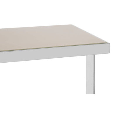 Frosted Glass Console Table with Gold and Silver Finish Frame, Demas