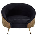 Manhattan Black Velvet and Leopard Print Cocoon Chair with Gold Finish Legs