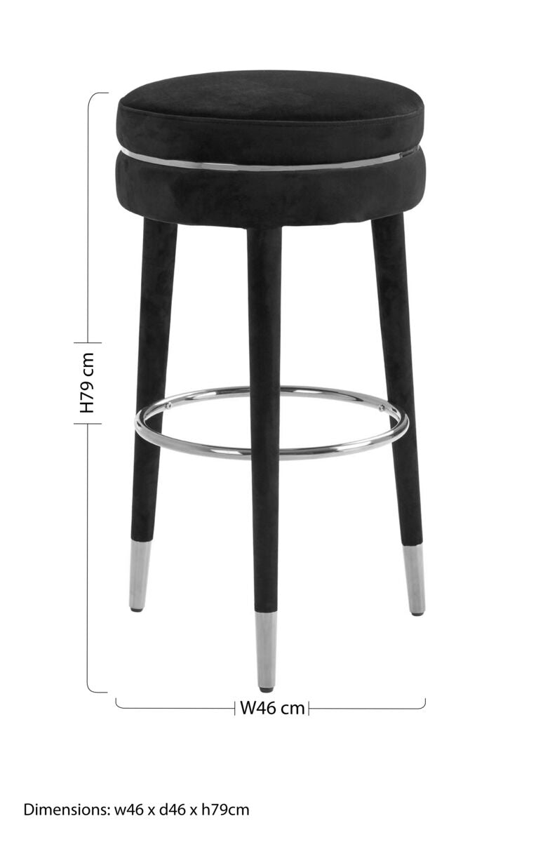 Manhattan Grey Velvet Bar Stool with Rubberwood Legs