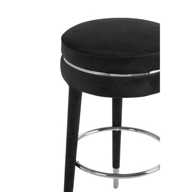 Manhattan Grey Velvet Bar Stool with Rubberwood Legs