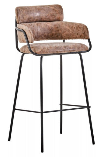 Brown Faux Leather Bar Chair | Tamzin