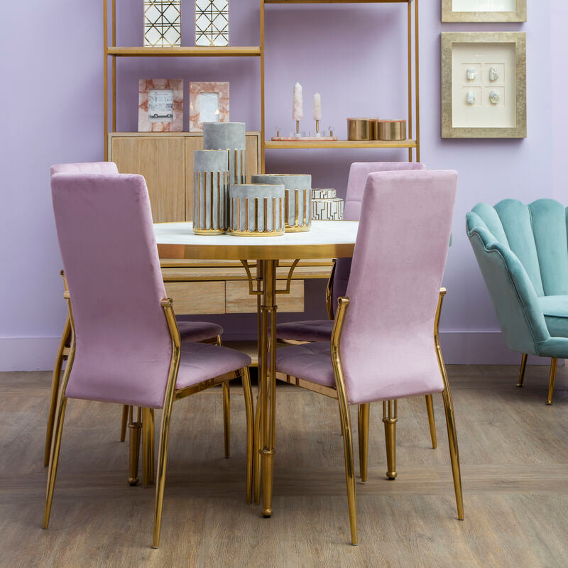 Tamzin Pink Velvet High Back Dining Chair