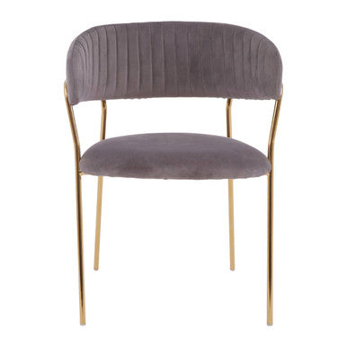 Tamzin Mink Velvet Channel Tufted Dining Chair