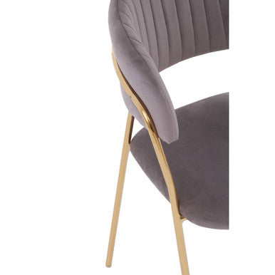Tamzin Mink Velvet Channel Tufted Dining Chair