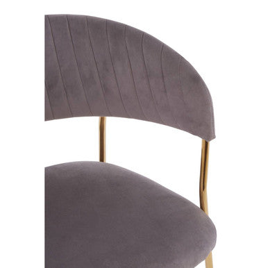 Tamzin Mink Velvet Channel Tufted Dining Chair