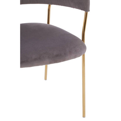 Tamzin Mink Velvet Channel Tufted Dining Chair