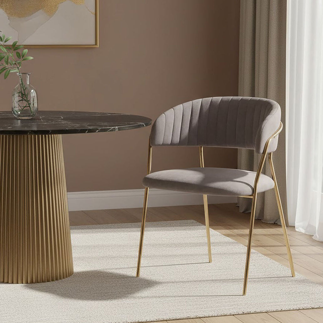 Tamzin Mink Velvet Channel Tufted Dining Chair