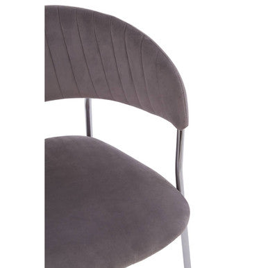 Tamzin Mink Velvet Channel Tufted and Chrome Finish Dining Chair