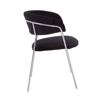 Tamzin Black Velvet Channel Tufted Dining Chair