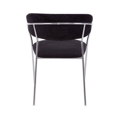 Tamzin Black Velvet Channel Tufted Dining Chair