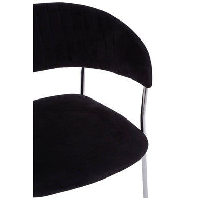 Tamzin Black Velvet Channel Tufted Dining Chair