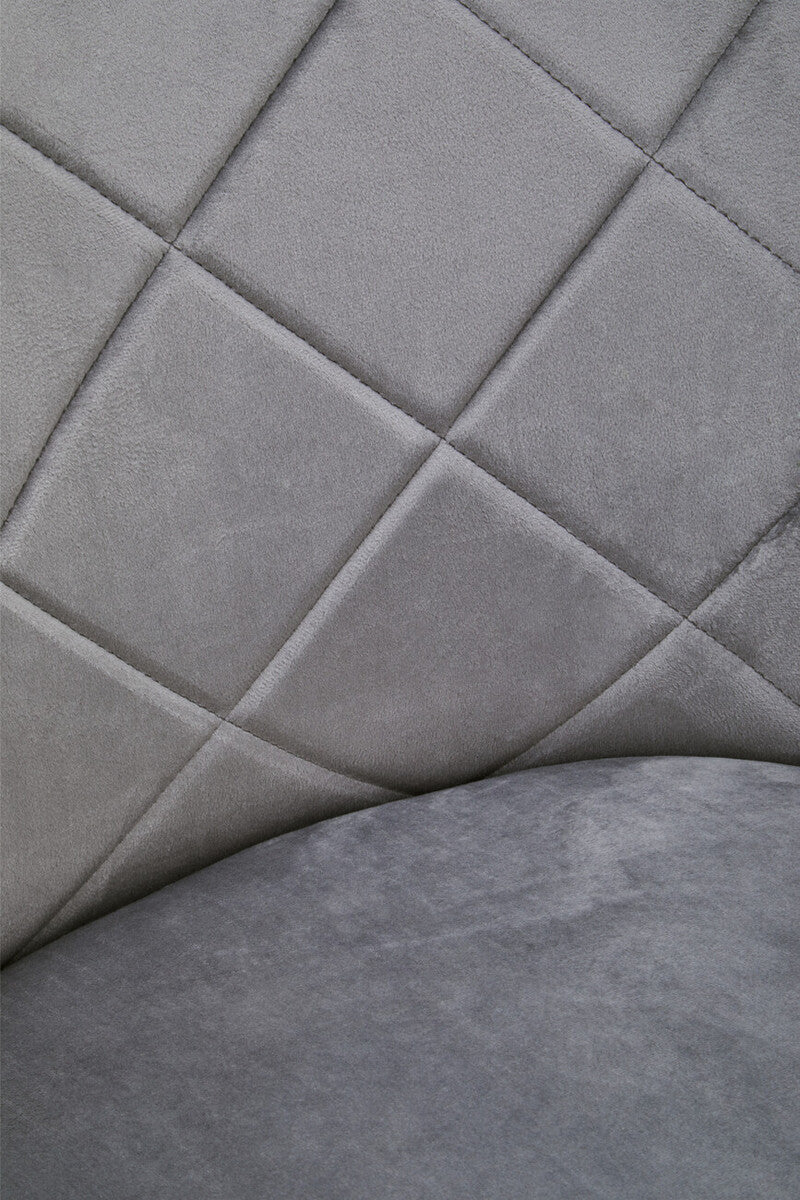Tamzin Mink Velvet Quilted Dining Chair with Chrome Finish Legs