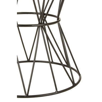 White Marble Top Side Table with Powder-Coated Black Iron Corset Base | Rabia
