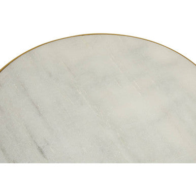Gold Finish 2 Shelves Side Table with White Marble Tops, Rabia