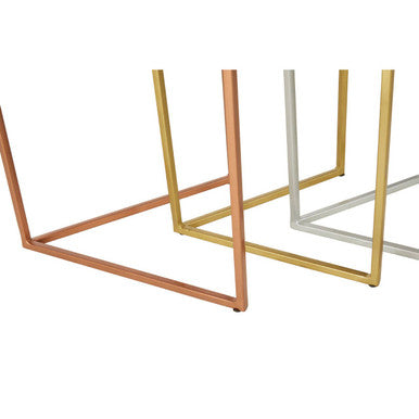 Nest of 3 Assorted Hexagonal Nesting Table with Metallic Tops, Rabia