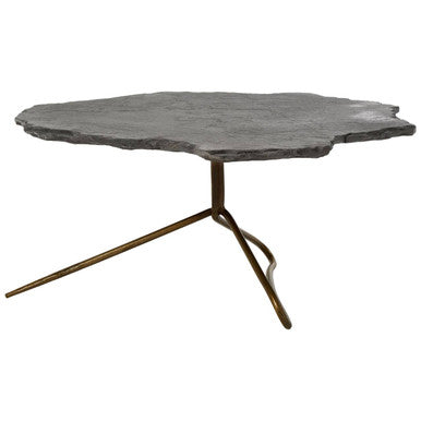 Grey Stone Top Coffee Table with Tripod Geometric Base, Rany