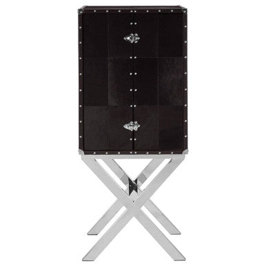 Kensington Townhouse Hair on Leather Cross Base Drinks Cabinet