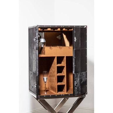 Kensington Townhouse Hair on Leather Cross Base Drinks Cabinet