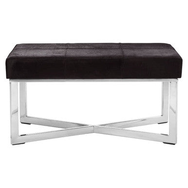 Kensington Townhouse Black Hair On Leather Leather Bench