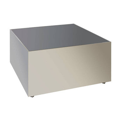 Black Tempered Glass Top Coffee Table with Silver Square Chrome Finish Frame, Carlox