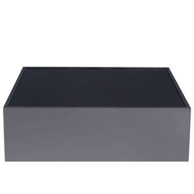 Black Tempered Glass Top Side Table with Silver Square Chrome Finish Frame, Carlox